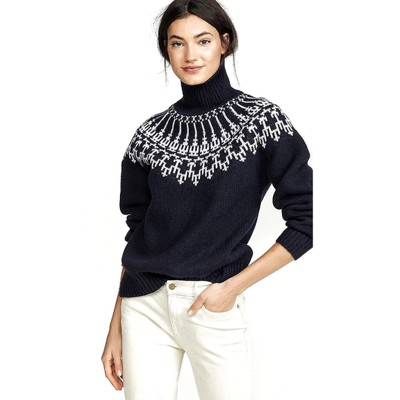 Tory Sport Sweaters - Tory Burch Sport Chunky Fair Isle Merino Wool Turtleneck Sweater